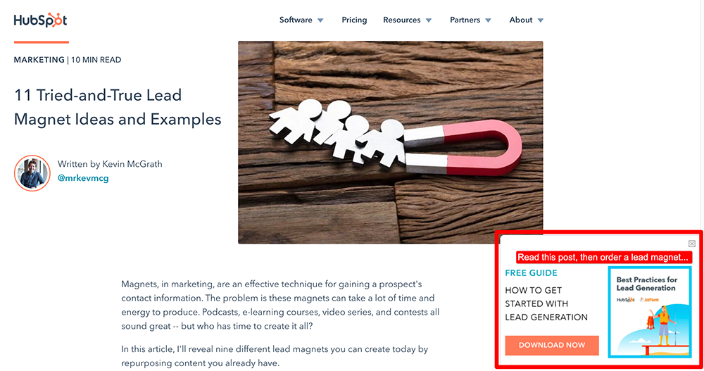 Smart Content Marketing Campaigns: Lead Magnets by Hubspot
